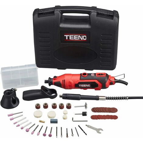 Teeno Outil multifonction rotatif avec 80 accessoires, mini perceuse avec vitesse variable pour graver, couper, percer, etc.