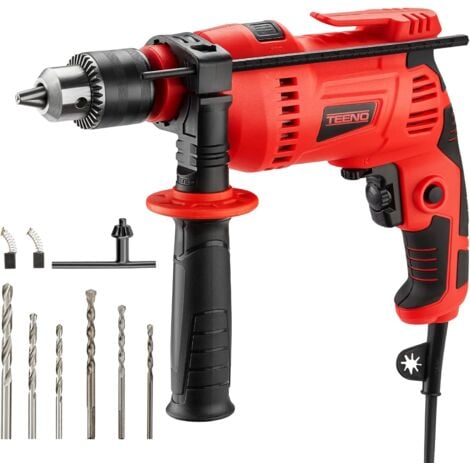 TEENO 910W ,Perceuse à Percussion filaire électrique 0-3000 tr/min avec 38 accessoires,poignée rotative à 360°,Mandrin de 13 mm à Vitesse Variable,brique,bois,acier