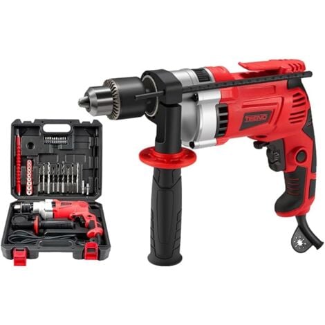 TEENO 910W ,Perceuse à Percussion filaire électrique 0-3000 tr/min avec 38 accessoires,poignée rotative à 360°,Mandrin de 13 mm à Vitesse Variable,brique,bois,acier