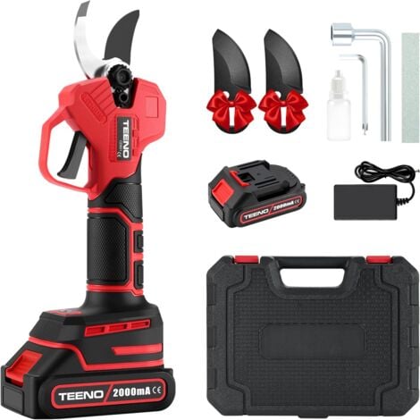 TEENO 1x2000 mAh Batteries Professionnel Sécateur Lame Convient Pour Les Jardins Les Branches