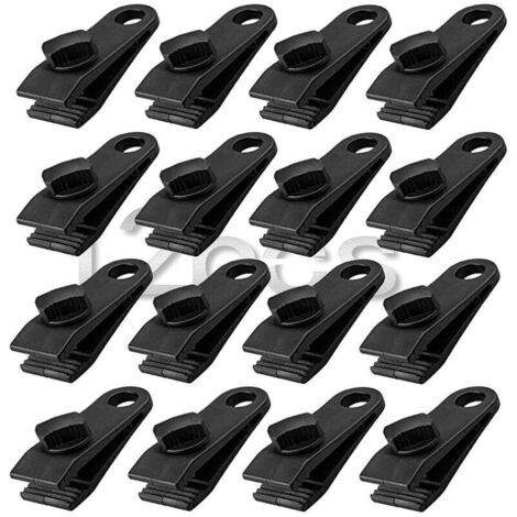 【Teerclips】Set mit 12 robusten Polyamidclips (8 x 2,5 cm) mit Befestigungslöchern für Zelte, Markisen, Wohnwagen, Abdeckungen und Gartenarbeiten