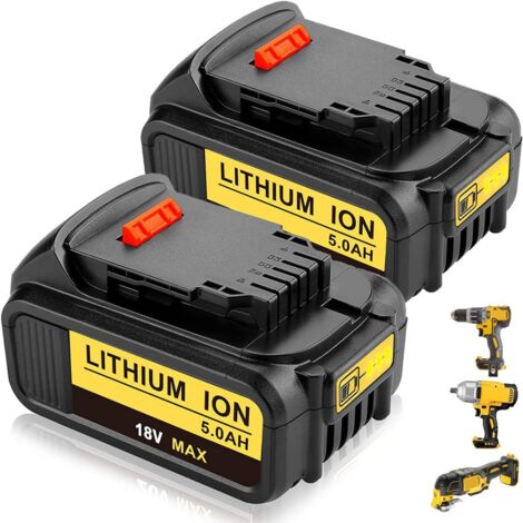 TEETOK 2Pack DCB184 18V/20V MAX XR 5.0Ah Replacement Compatible with DeWALT Battery DCB180 DCB181 DCB182 DCB184 DCS355N-XJ DCD796N DCF887N