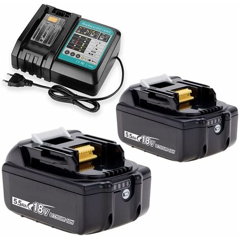 Teetok – Batterie 8.0Ah 18V pour Makita BL1850 BL1840 BL1860 – Chargeur rapide DC18RC – Protection contre surcharges et courts-circuits