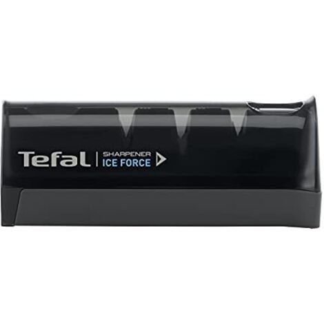 Tefal Affilacoltelli Ice Force K26505 - Affilacoltelli professionale a mano, riparazione, affila e pule, barre di diamante e ceramica giapponese, affilacoltelli universale, base antiscivolo
