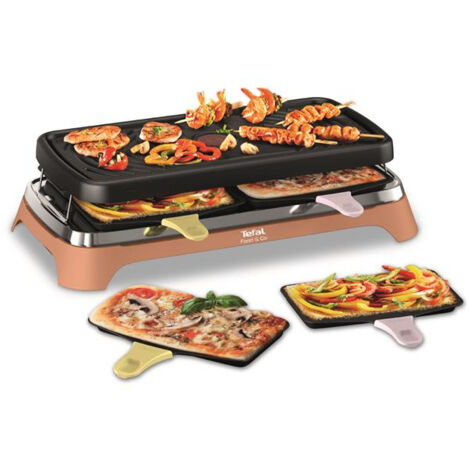 Tefal – Appareil à raclette 8 personnes 1450W – Plaque amovible antiadhésive – Résistance intempéries – Design compact pour petits espaces - RE651JF0