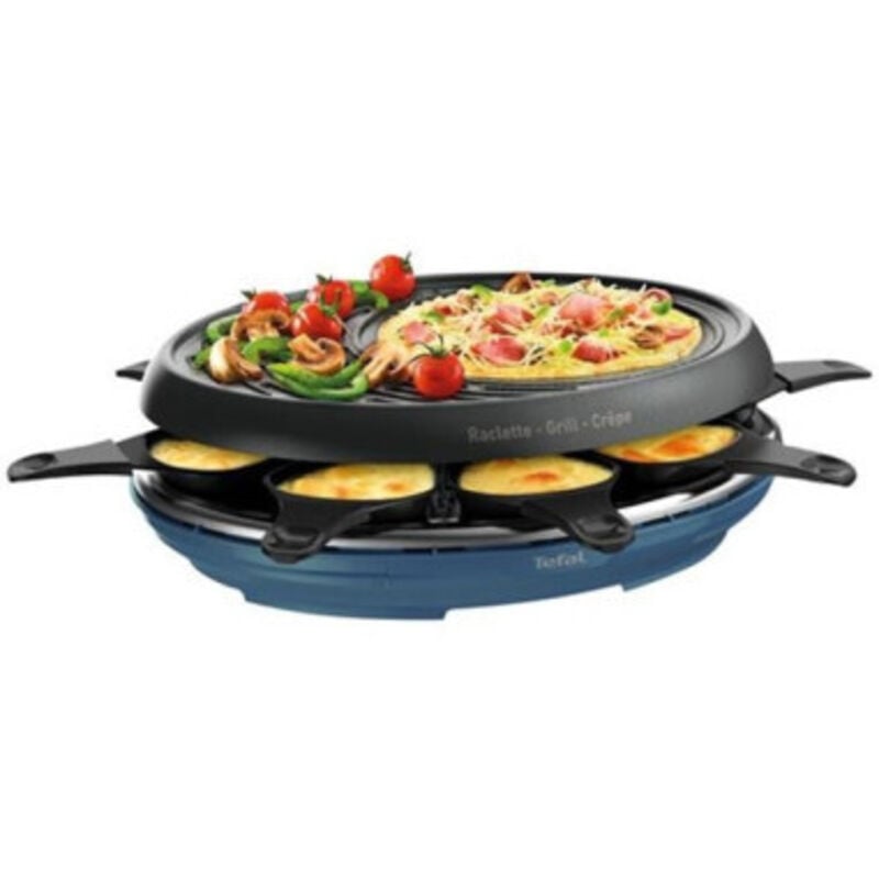 Appareil à Raclette Grill Crêpe Bleu acier/ 1050W 8 pers Multifonctions 3 en 1 - Tefal
