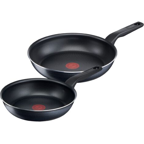 Tefal C38590 XL Force - Set di 2 padelle  24/28 cm  rivestimento antiaderente  indicatore di temperatura  Diffusion Base  Nero