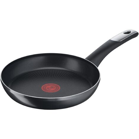 Tefal C38806 Hard Titanium Essential - Padella da 28 cm, rivestimento antiaderente con particelle di titanio, indicatore di temperatura termico, lavabile in lavastoviglie, Made in France, nero