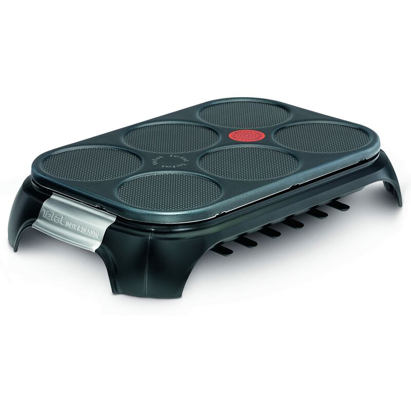 Image of Tefal PY558816 Crepera de Acero inoxidable y revestimiento antisdherente con capacidad para 6 Personas, incluye 6 espátulas y cucharón medidor, 1000