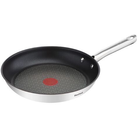 Tefal Duetto Padella 28 cm in acciaio iossidabile, rivestimento antiaderente Power Resist, base induzione e alto impatto, Thermo-Spot, manico robusto, facile da pulire, senza PFOA