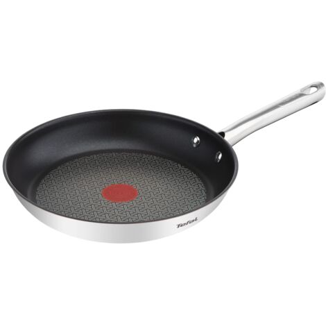 Tefal Duetto Padella 32 cm in acciaio iossidabile, rivestimento antiaderente Power Resist, base induzione e alto impatto, Thermo-Spot, manico robusto, pulizia facile, senza PFOA, adatto a tutte le