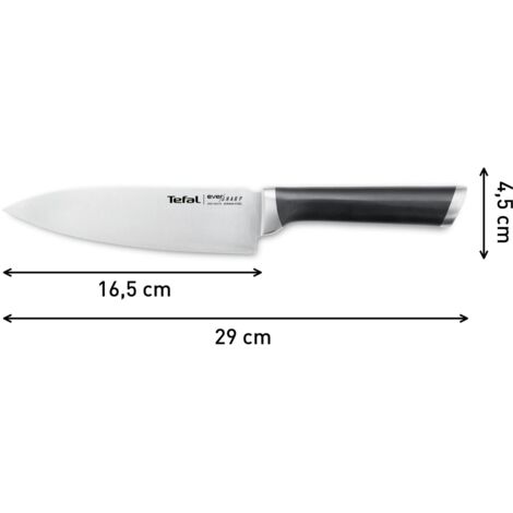Tefal Ever Sharp - Cuchillo chef 16.5 cm, afilador integrado en la funda, tecnologia de afilado doble pivote, sistema bloqueo seguro, acero inoxidable alemán