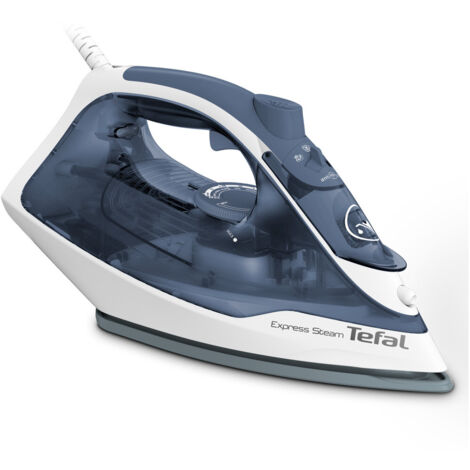 Tefal Express Steam FV2837 Ferro da stiro a secco e a vapore Piastra Cerilium 2400 W Blu, Grigio, Bianco