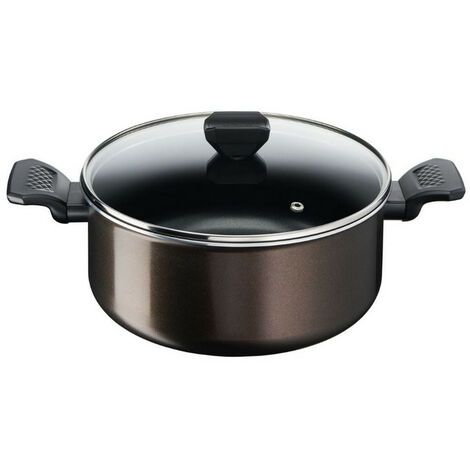 Tefal – Faitout aluminium 24cm avec couvercle – Revêtement antiadhésif Titanium – Indicateur de température – Compatible tous feux sauf induction - b5544602