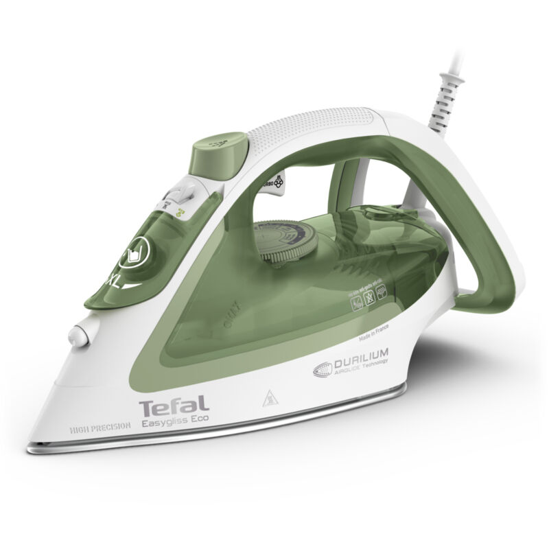 Tefal Easygliss Eco FV5781 Trocken- & Dampfbügeleisen Durilium Airglide Bügelsohle 2800 W Weiß, Grün