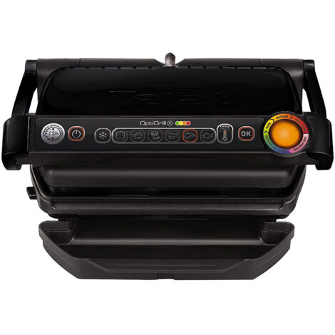 Tefal GC7128 OptiGrill+ Schwarz Elektro, Tisch Kontaktgrill Grillfunktion, Antihaftbeschichtung, Kon