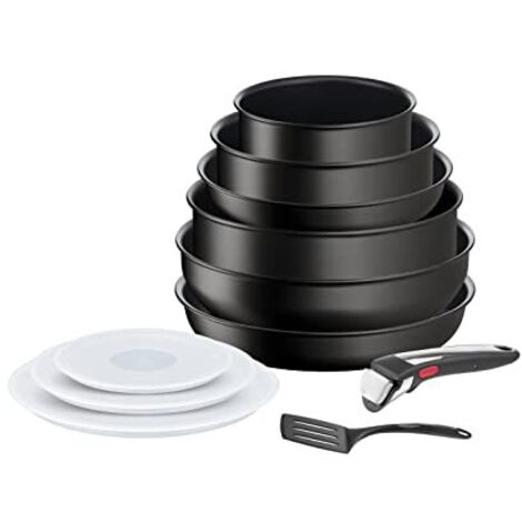 Tefal Ingenio Eco Resist On L7679002 - Pentole impilabili a induzione, facile da pulire, antiaderente, indicatore di inizio cottura, cottura sana