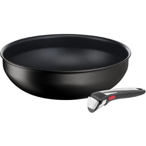 Tefal Ingenio Padella Wok 28 cm + manico rimovibile, induzione, rivestimento antiaderente, indicatore di avvio di cottura, impilabile, compatibile con lavastoviglie, made in Francia, Eco Resist On