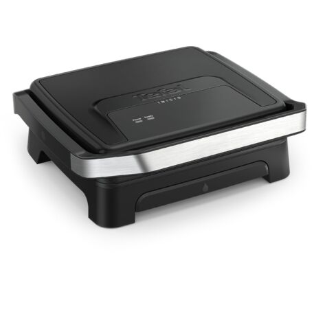 Tefal Inicio Classic GC271810 - Griglia a contatto 2 in 1, 2000 W, design compatto, alloggiamento in acciaio inox, vassoio raccogli succhi, piastre antiaderenti, colore: Nero