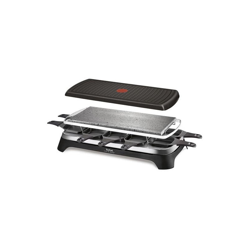 RE45A812 - Raclette/grill/pierre à griller - 1.4 kWatt - noir/inox - Tefal