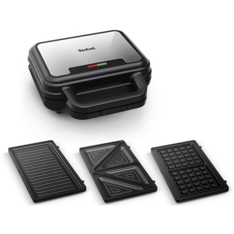 Tefal Ultra Compact SW383D10 - Appareil à sandwichs/gaufres panini en acier inoxydable - AquaForge