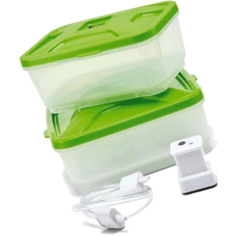 TEFAL XA258010 Kit de 2 Boites de Repas sous Vide Compatible avec Vacupack Plus, Plastique, Vert, 17 x 16 x 15 cm
