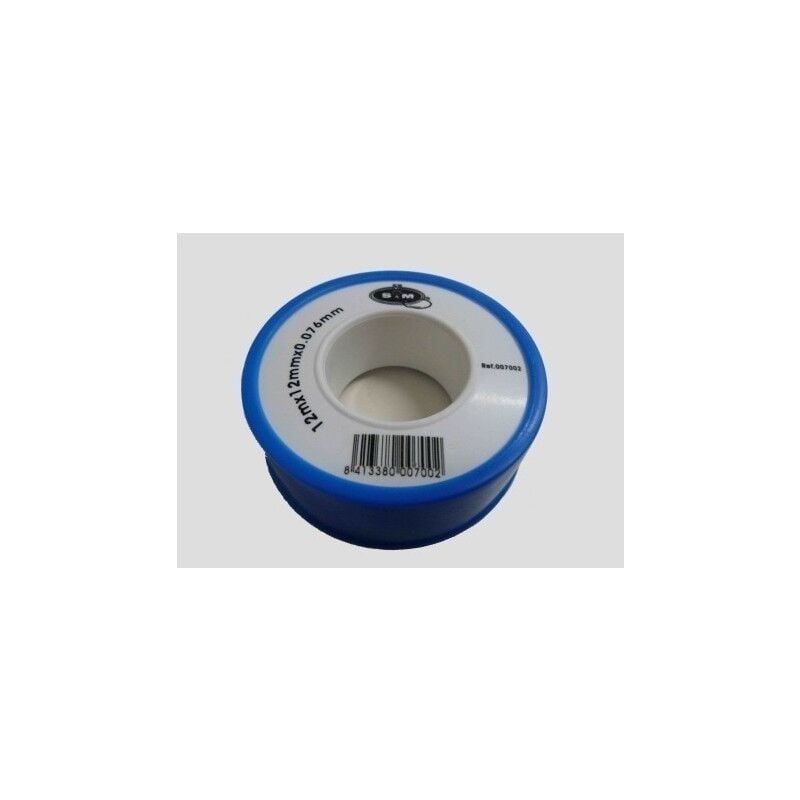 

Teflon Fontanero Baja Densidad 12Mmx0,075Mmx12Mt Ptfe Az/Bl S M