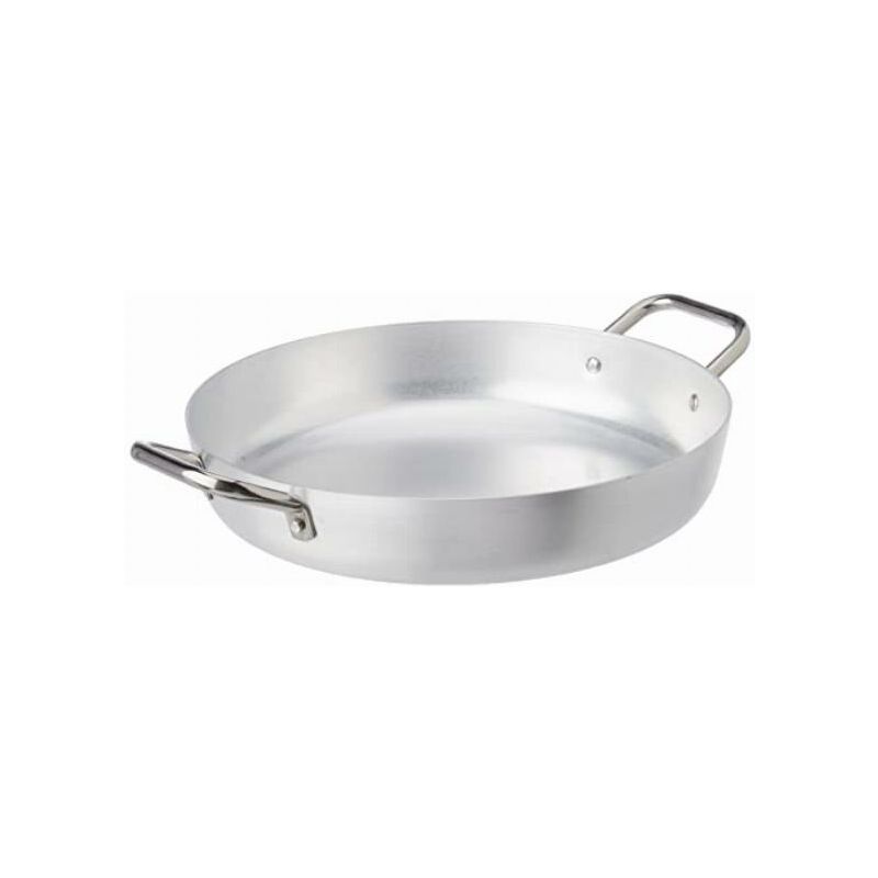 Pentole Agnelli PCMX01034 Tegame Alluminio 2 Maniglie, Inox, 34 cm