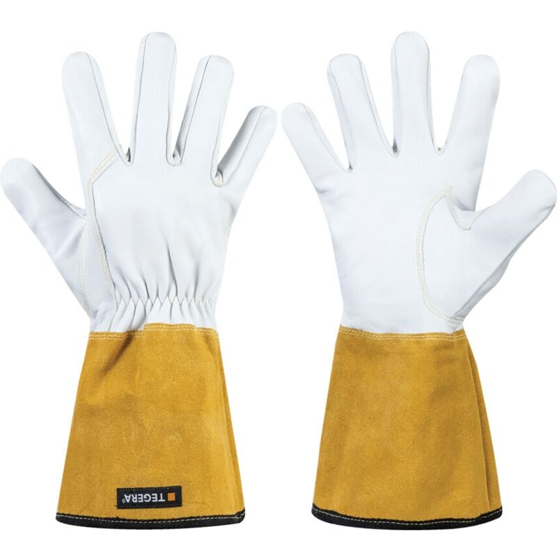 Tegera Full Grain Goatskin Gloves White Yellow Size 9 - Ejendals