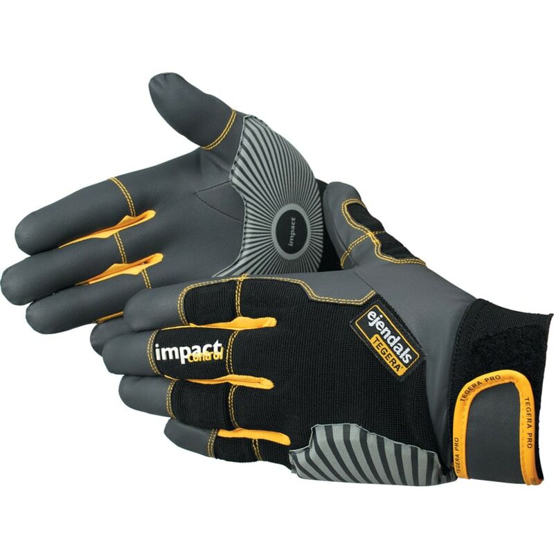 9185 Tegera Pro Palm-side Coated Black/Grey Gloves - Size 10 - Ejendals