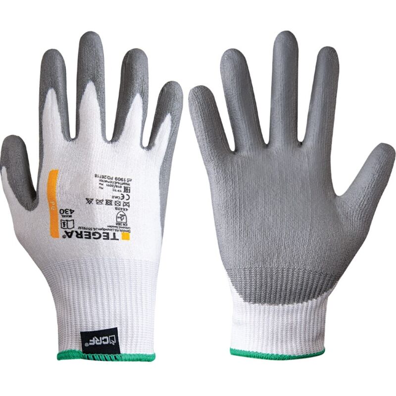 Ejendals - Cut Resistant Gloves, pu Coated, White/Grey, Size 8 - White Grey