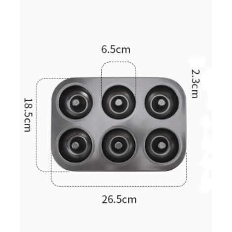 Teglia per ciambelle a 6 vie Easy Baking con rivestimento antiaderente, grigia, 26,518,52,3 cm