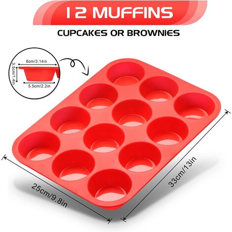 Stampo per muffin in silicone per 12 pezzi torte e budini brownies stampo per muffin stampo per pane in silicone per mini padelle per torte 
