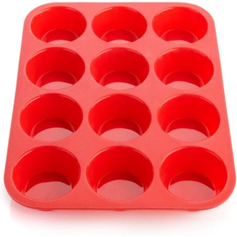 Teglia per muffin in silicone, teglia per muffin da 12 tazze - Teglia per muffin certificata LFGB senza BPA per cupcake, budini, torte, brownies - Antiaderente e facile da pulire -