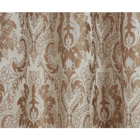 Tegola Eyelet Ring Top Curtain Pair Ready Made Curtains Latte Woven 90x72"