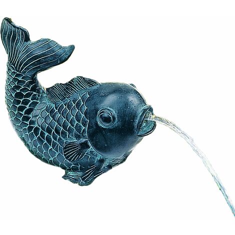 Teichfigur Speier  Fisch  Dekor Bronze