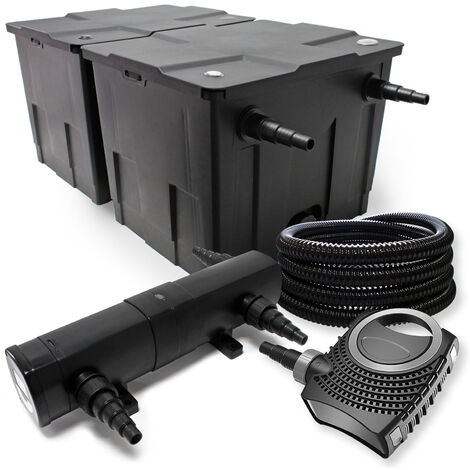 TTSunSun Filter Set 60000l Teich 36W Klärer,100W ECO Pumpe Schlauch Skimmer SK40 