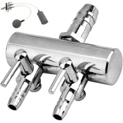 Teichluftpumpenverteiler, einstellbares Luftregelventil für Aquarien, Edelstahl-Luftkreislauftrenner für Aquarien, Luftregelventil für Aquarien, Luftpumpenzubehör für Aquarien (bidirektional).