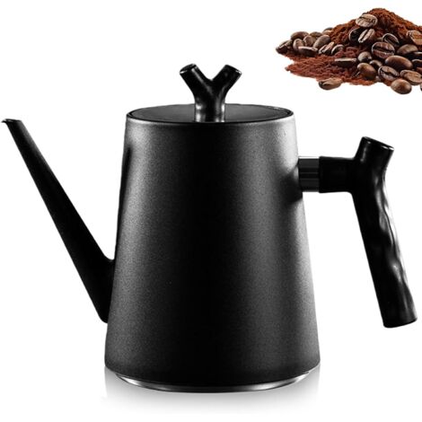 Teiera in acciaio inox con infusore, 1,5 L, con manico resistente al calore, per tè, caffè, tutti i tipi di fornelli, casa e ufficio (nero)