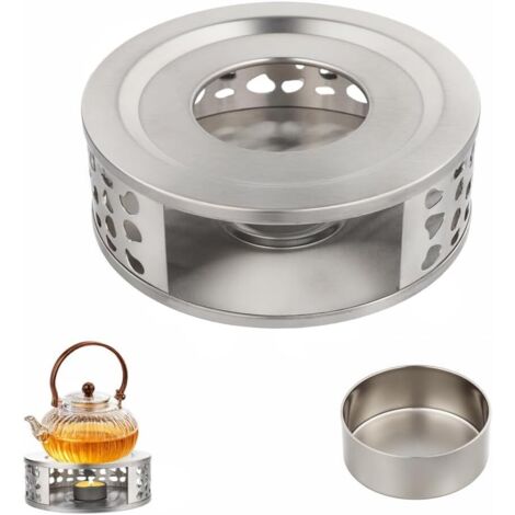 Teiera, scalda caffè e latte, utilizzabile anche come scalda tazze e scalda candele, appositamente progettato per mantenere calde le bevande calde, realizzato in acciaio inossidabile (colore argento)