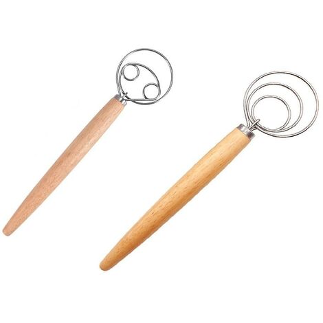 Teigbesen aus Edelstahl, Teigbesen im holländischen Stil, Brotteig-Handmixer, Holzgriff, Küche