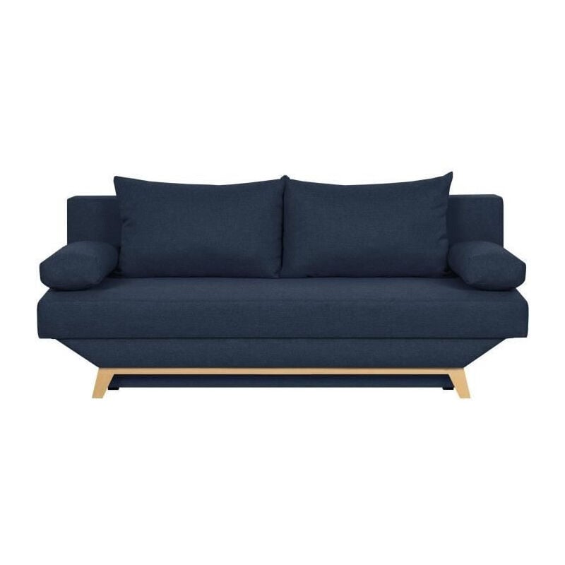 Les Tendances - teijo Banquette convertible 3 places avec coffre de rangement - Tissu Bleu - l 190 x p 84 x h 92 cm