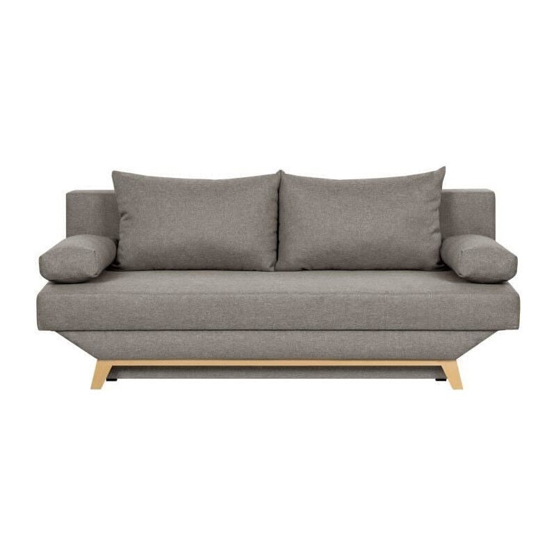Les Tendances - teijo Banquette convertible 3 places avec coffre de rangement - Tissu Taupe - L187 x p 91 x h 82 cm