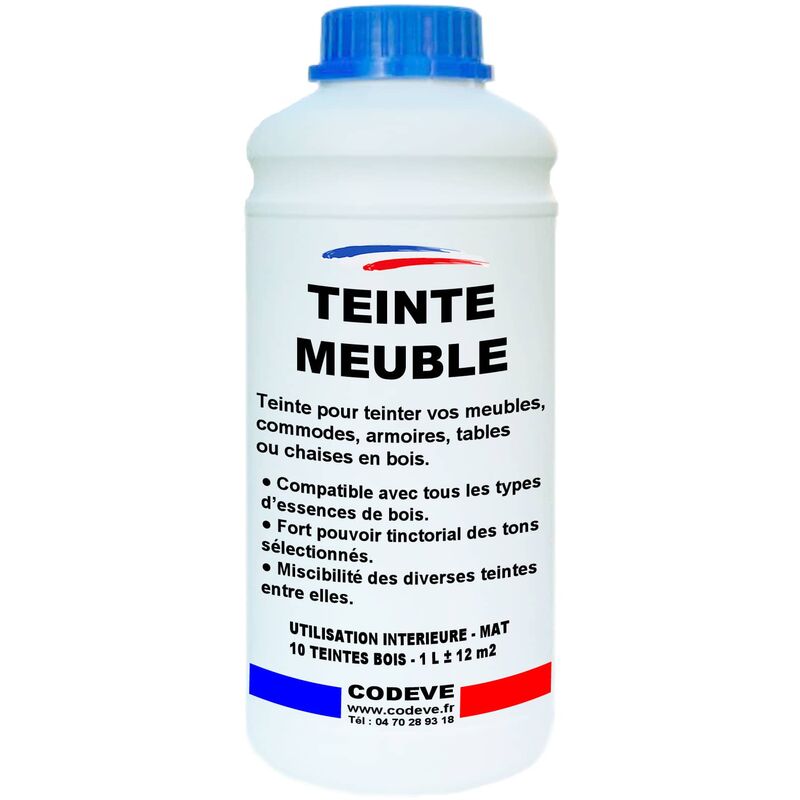 Codève Bois - Teinte Meuble Bois - 1 l - Codeve Bois - Chêne foncé - Pour La Teinture De Votre Meuble, Table, Commode Ou Armoire En Bois.