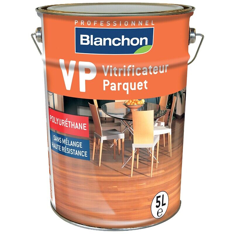 Vitrificateur parquet vp mono-composant à base de résine polyuréthane, souple et résistant, finition brillante bidon 5l Blanchon