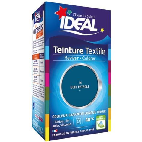 Teinture liquide 40ml bleu pétrole – Pour teindre jusqu'à 500g de tissu – Adaptée pour machine à laver – Ideal