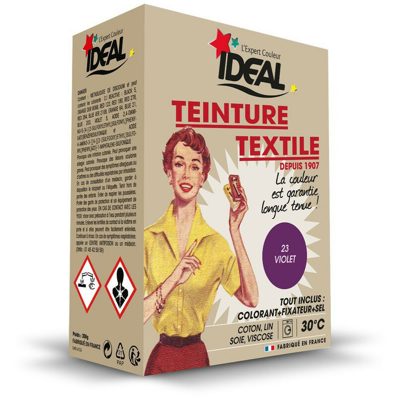 Teinture textile machine violet 350GR + fixateur + sel