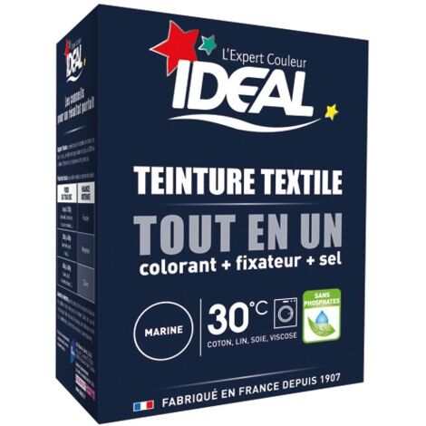 Teinture tout-en-un 230g bleu marine – Pour coton, lin, soie, viscose – Couleur durable, ne déteint pas – Fonctionne dès 30°C – Ideal