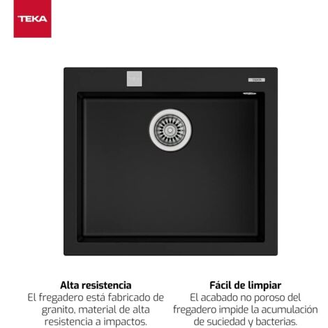 Teka FORSQUARE 50.40 TG NEGRO - Fregadero De Cocina Sintetico 50 Cm 1 Cubeta 0 Escurridores