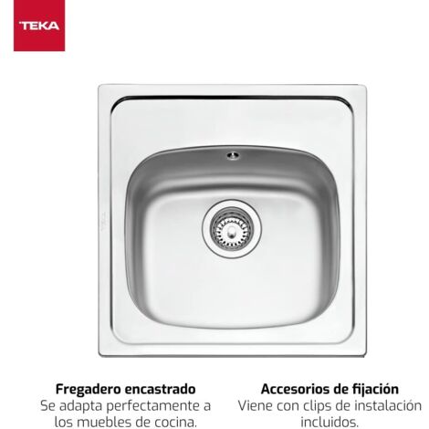 Teka STARBRIGHT 50 E-XP 1C - Fregadero De Cocina Acero 51 Cm 1 Cubeta 0 Escurridor Bajo Encimera
